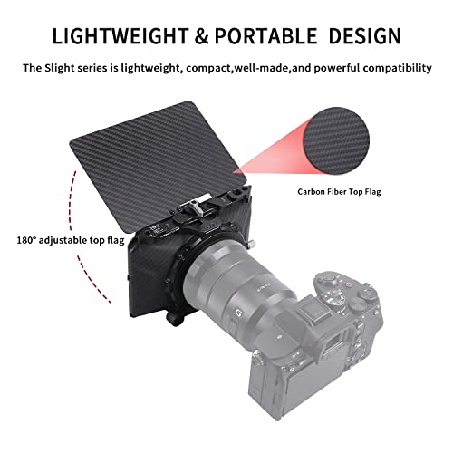Mini Matte Box, soporte ligero para varillas de 15mm con bandera superior para cámaras DSLR y mirrorless, compatible con lentes 67mm/72mm/77mm/82mm, soporta filtros 4x4 y 4x5.65, negro miniatura 2