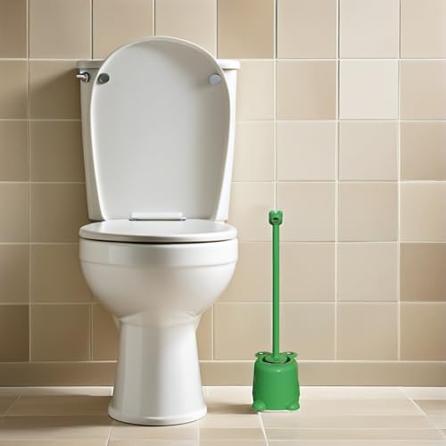 Image of Ipetboom Frog Toilet Brush with Long Handle and Holder Set Cute Bathroom Toilet Scrubber Brush for Home Office Deep Cleaning 19.7 Inch