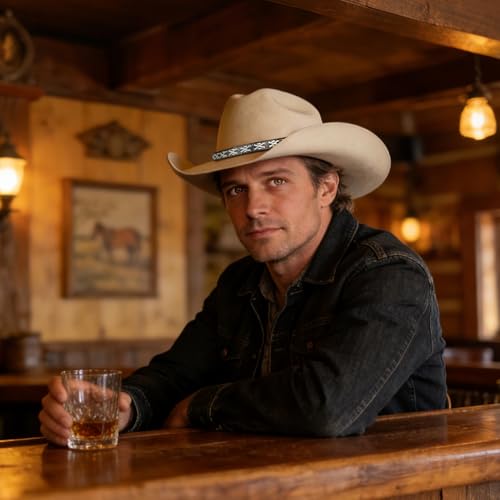 Image of Cowboy Hat Bands for Men Women, Leather Hatbands Belt for Cowboy /Western /Fedora /Cowgirl Hats