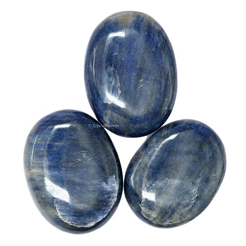 Image of Certified Blue Aventurine Crystal Palm Pebbles Stones for Anxiety Stress Relief Massage - AAA Grade Original Healing Gemstone Agate Palm Stone for Yoga Meditation Spiritual Reiki Feng Shui