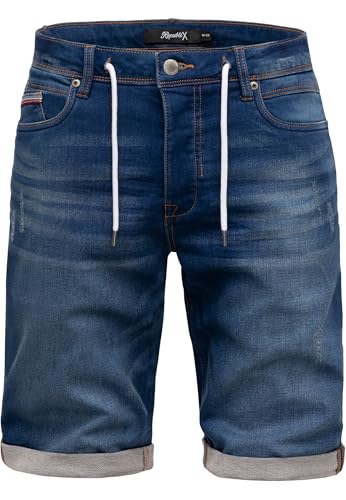 REPUBLIX Herren Jeans Short Männer Kurze Bermuda Hose Regular Fit R7038 Dunkelblau W32