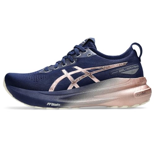 ASICS Tênis de corrida feminino Gel-kayano 31 Platinum, Azul expandido/ouro rosa, 37.5