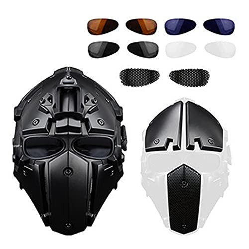 Jungle Leopard Máscara táctica de Cara Completa, Casco rápido, Juego de Tiro Airsoft, Motocicleta, Caza, Equipo de protección CS(HL-90-BK)