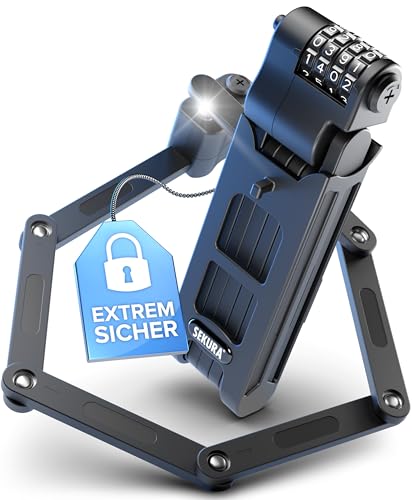 BÜCHEL Sekura Faltschloss Fahrrad | Sicherer Diebstahlschutz | Gehärteter Stahl | 85 cm Länge | Inkl. Halterung |...