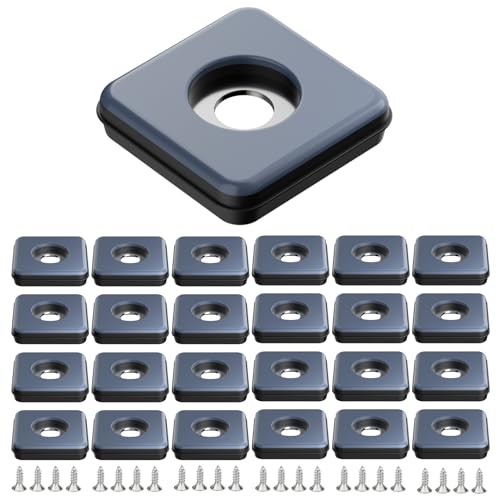 24 Stück Teflongleiter zum Schrauben Möbelgleiter Teflon Möbelgleiter für Schwere Möbel Quadrat Möbelschieber Stuhlgleiter mit Edelstahlschrauben für Möbel Sessel Stuhlbeine (30x30mm)