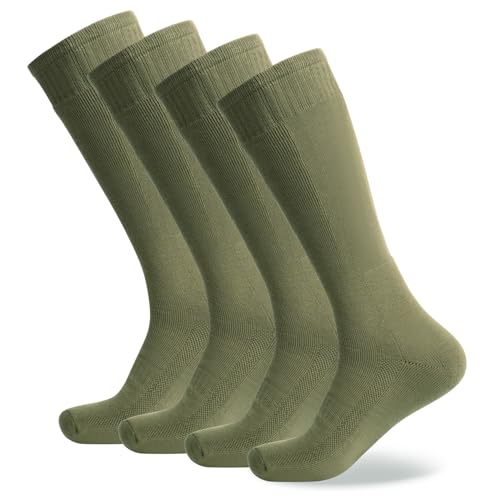 Men's Hiking Socks, Tactical Boot for Men, Over-the-Calf Work Boot Socks, 4 Pack