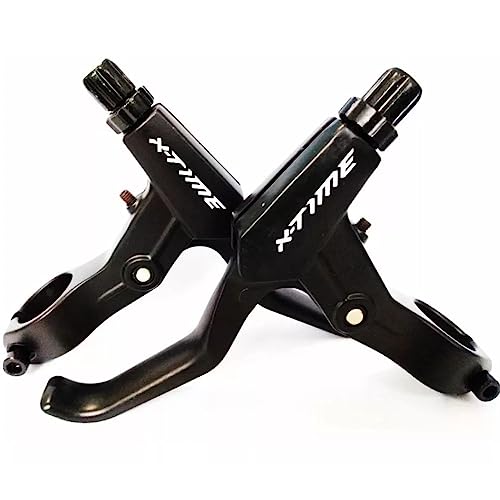 Par de Manetes TSW X-Time 2 Dedos Preto Aluminio Maçaneta MTB V-Brake Freio Disco Mecanico