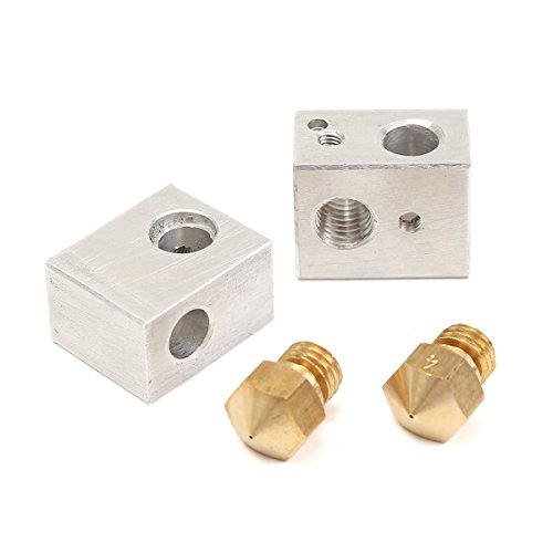 Alamor 2 x bloque de calefacción MK10 + boquilla MK10 para la impresora Wanhao Dupicator D4   I3   3D