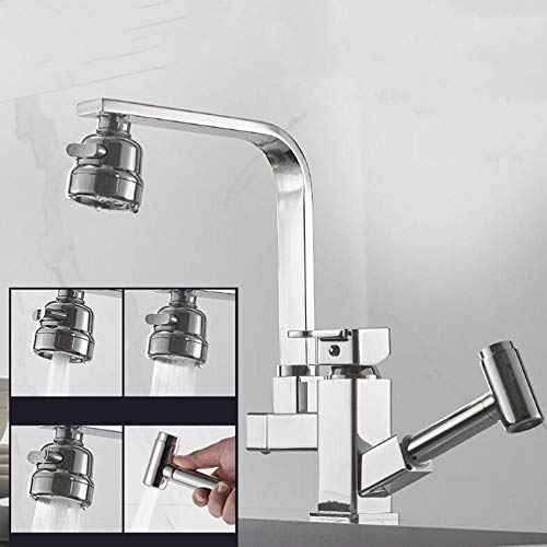 Mitigeur d'évier de cuisine extractible rotatif en laiton chromé 3 modes - 3