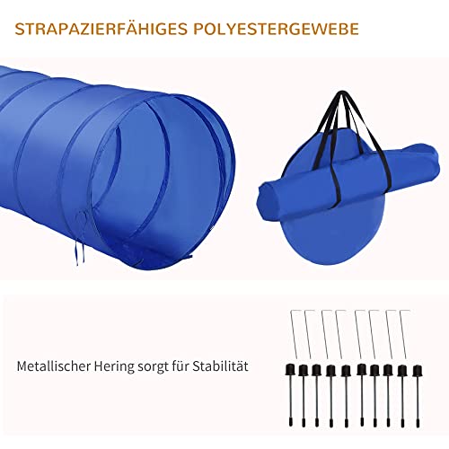 PawHut Agility-Übungs-Set Slalom-Hürden-Tunnel Hundesport Trainingsplatz PE+Polyester Blau+Gelb