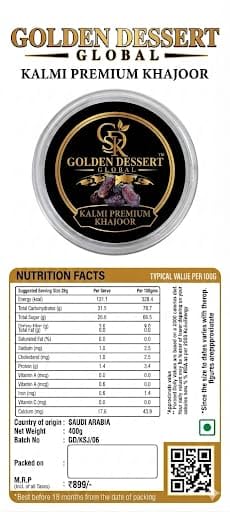 Image of GOLDEN DESSERT GLOBAL Kalmi Premium Khajoor | Handpicked Safe & Natural Whole Dates, High Fiber & Energy Rich Dry Fruit | Healthy Sweet Snack, No Added Preservatives - Jar Pack.