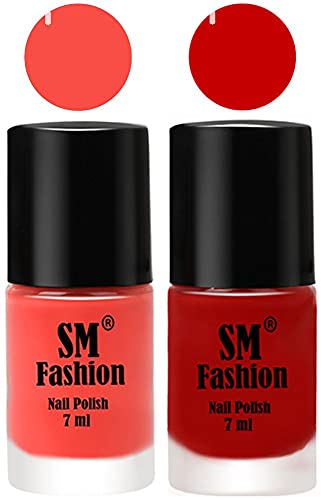 Image of Long Lasting Nail Polish | Nail Paint Combo 7 ml Each) - Set of 2 Coral-Orange