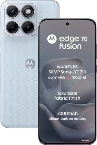 Motorola Edge 70 Fusion 5G (Pantone Country Air, 12GB RAM, 512GB Storage) | AI Features | 6.78-inch 144Hz AMOLED | Snapdragon 7s Gen 4 | 50MP + 13MP Camera | 32MP Selfie | 7000mAh | 68W TurboPower