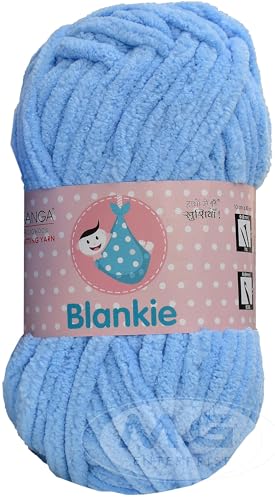 Image of M.G ENTERPRISE Knitting Yarn Thick Chunky Wool, Blankie Sky Blue 100 GMS Best Used with Knitting Needles-OO Art-AAEB