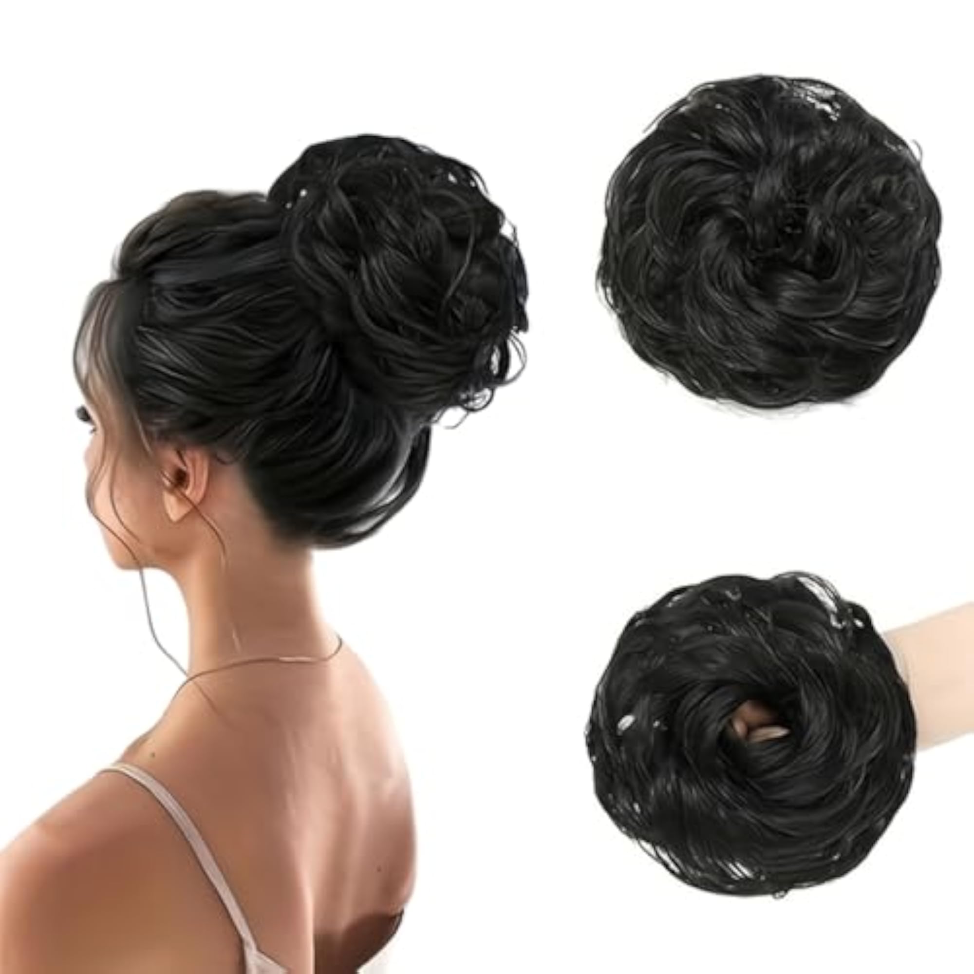 Women's Natural Black Rafall Juda Bun Hair Extension with Elastic Band