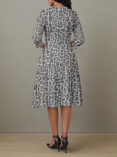 Image of PinkPatty Women's Casual 3 /4 Sleeve Midi Dresses Fit and Flare Church Work Dress with Pockets