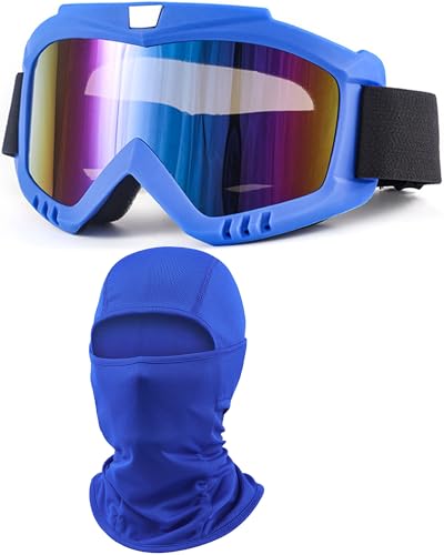 Image of Dirt Bike Goggles with Balaclava Motorcycle ATV Riding Ski Motocross Windproof Dustproof Racing Glasses for Women Men
