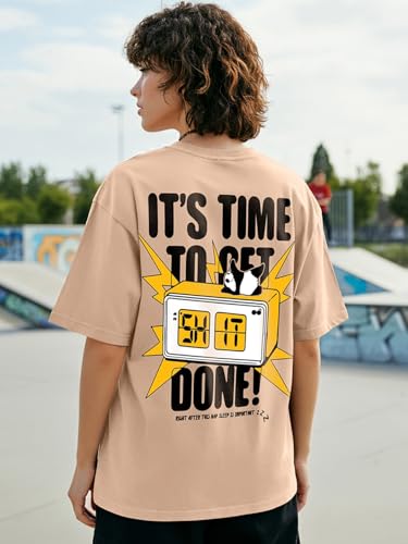 Image of Bewakoof Women's Being Savage Graphic Printed Oversized Cotton T-Shirt Oversized Fit, Round Neck, Half Sleeves