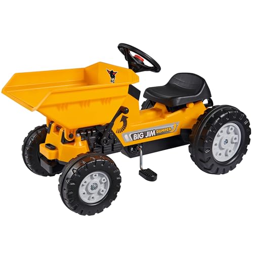 BIG - Jim Dumper - Kinderkipper Spielfahrzeug, 3-fach verstellbarer Sitz, wetterbeständiges Kunststoffmaterial, Speichenlenkrad mit verstellbarer Hupe, für Kinder ab 3 Jahren