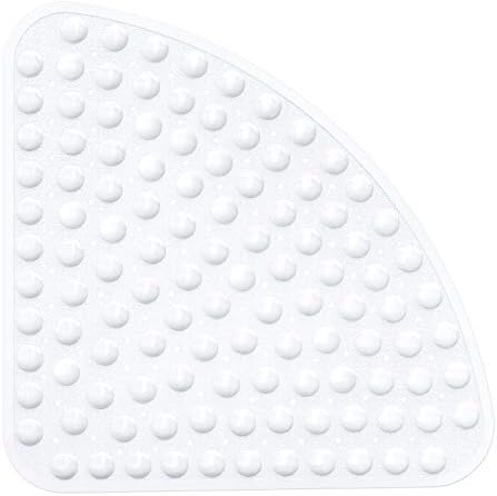 XIYUNTE Corner Shower Mat Non Slip Anti Mould - 54x54cm Quadrant Shape Shower Mats for Inside Shower, White Rubber Bath Mat for Corner Shower, Sector Anti Slip Bath Mats for Bathroom, Machine Washable