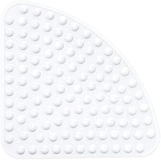 XIYUNTE Corner Shower Mat Non Slip Anti Mould - 54x54cm Quadrant Shape Shower Mats for Inside Shower, White Rubber Bath Mat for Corner Shower, Sector Anti Slip Bath Mats for Bathroom, Machine Washable
