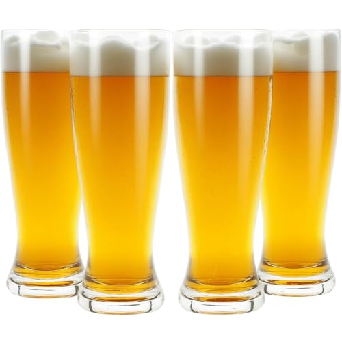 Lilys Home Unbreakable Classic Beer Pilsner Glasses Crystal Clear and Shatterproof Ideal for Indoor & Outdoor Parties Camping Use Reusable Set of 4 18 Ounces