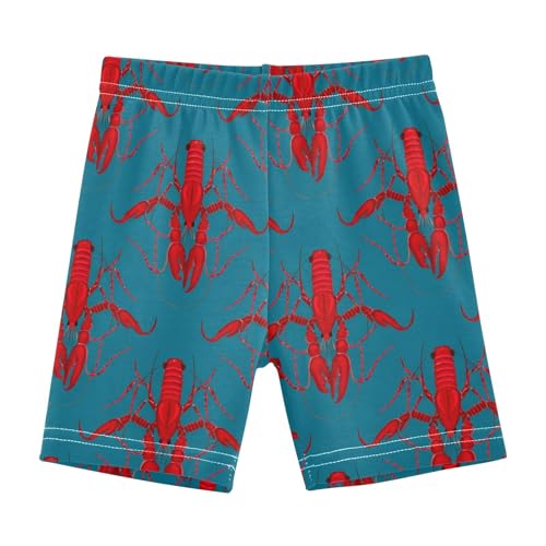 Rote Lobsters blaue Cartwheel Shorts für Mädchen, Fahrrad-Shorts, atmungsaktiv, Unterkleid, Tanz-Shorts, Rote Hummer-Blau, 5 Jahre