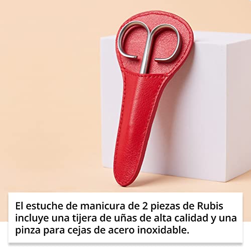 Juego de cuidado de uñas y pinzas Rubis estuche pequeño con tijeras de uñas precisas 3