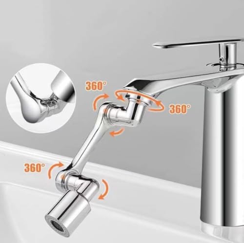 Image of 1080 Multifunctional Rotating Splash Proof Filter Extender Faucet Aerator 2 Water Outlet Modes Swivel Robotic Arm Adapter for Bathroom Kitchen Faucet for Kitchen sink faucet