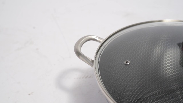 Wok de acero inoxidable con tapa y mango extendido miniatura 7