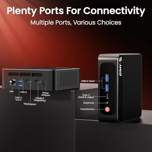 Image of Beelink Mini PC, SER5 Pro 5825U AMD Ryzen 7 (Up to 4.5GHz) 16GB DDR4 500GB PCle 3.0 SSD Mini Desktop Computer, 1000Mbps LAN, Wifi6 /BT5.2,HDMI /DP /Type-c /4K Triple Display Micro PC