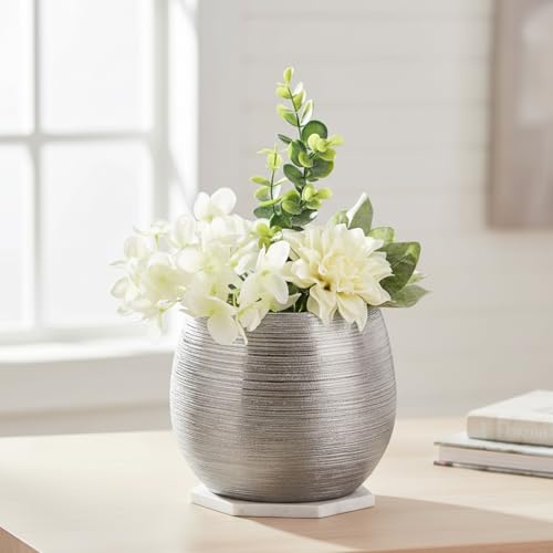 Cache-pot en céramique et pot de fleurs d'intérieur moderne argent - 7