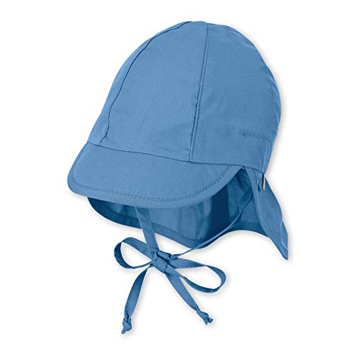Sterntaler Schirmmütze Nacken Basic - Unisex Baby- und Kinder Mütze mit Nackenschutz - UV-Schutz 50+ Hut aus Popeline (Bio) - leichte Sommer Kopfbedeckung mit Gummiband - samtblau, Größe 55