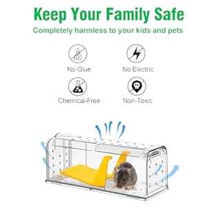 2 Pack Humane Mouse Traps for Indoors No Kill Live Catch,Pets and Children Friendly Mouse Trap Mice Release Mouse,Washable Reusable Outdoors Rat Traps with Cleaning Brush,Field Mouse Rodent Control