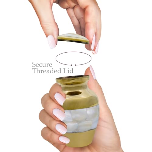 Image of Trupoint Memorials Cremation Urns for Human Ashes, Funeral Memorial Urn for Male and Female, Decorative Burial Metal Urn Collection for Adult Men & Women - Gold, 1 Keepsake