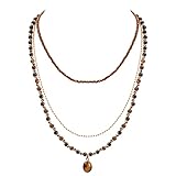 IDEAJOY Bohemian Natural Stone Beaded Necklaces, Handmade Layered Statement Necklace Boho Multi Bead