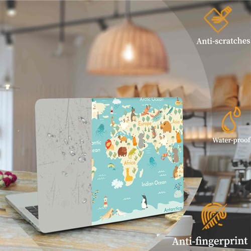 Carcasa MacBook 12 A1534 con mapa de animales y protector de teclado 2