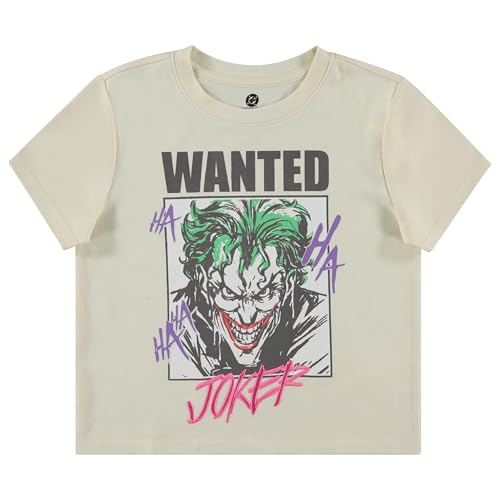 DC Comics Ladies Batman T-Shirt - Joker, Wonder Woman, Batman Fashion Graphic Baby Tees for Women, Ivory, XL