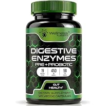 Digestive Enzymes with Probiotics and Prebiotics, 450mg, 5 Billion CFUs - Pure Super Digestion Capsules - Digestive Enzymes for Women & Men Support Digestion & Gut Health - 120 Count