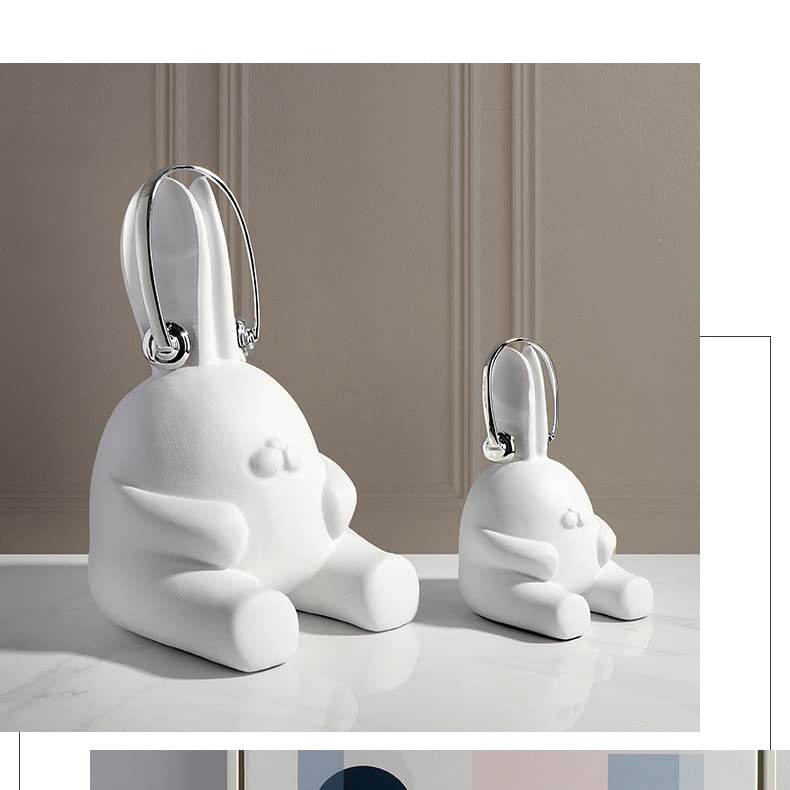 Statue de lapin avec écouteurs déco bureau chambre - Petite figurine design moderne
