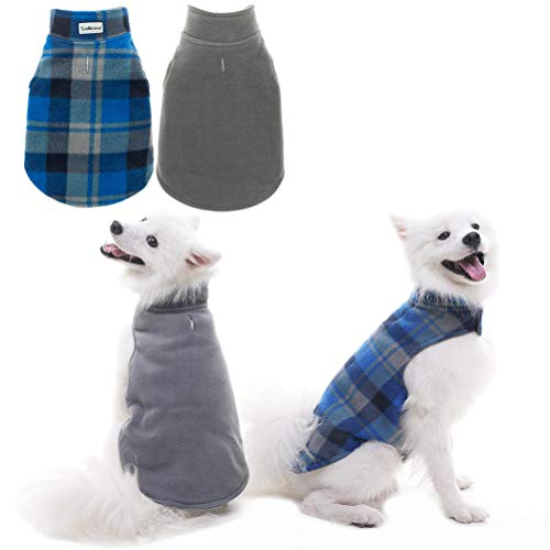 Dog Winter Clothes Reversible Fleece Jacket Warm Coat Windproof Christmas Costume Xmas Gifts for Cold Weather Wearing