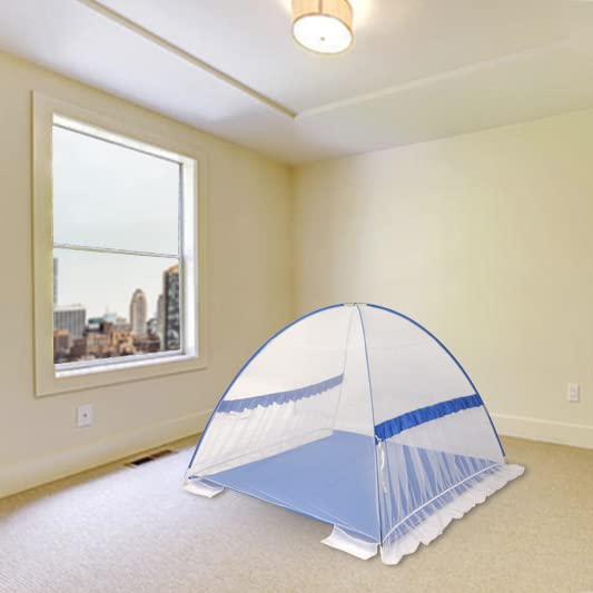 Image of Safenet Mosquito Net for Single Size Bed with Base || Washable || Foldable || Unbreakable & Resuable Machardani Net (Cream, 48X78)
