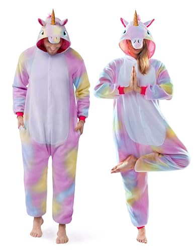 Spooktacular Creations Unisex Erwachsene Pyjama Schlafanzug, Plüsch Damen Herren Jumpsuit Jumpsuit Einhorn Tier Kostüm Halloween Karneval Kostüm...