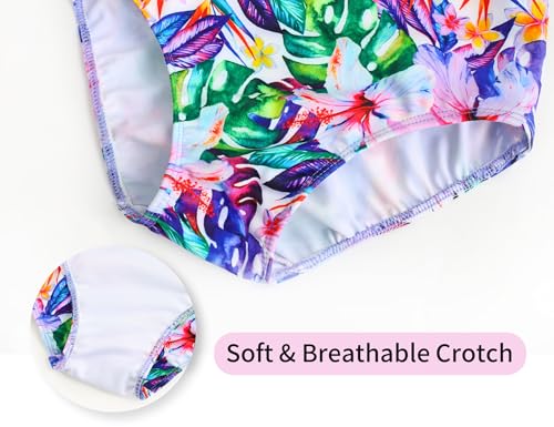 Image of Girls Bathing Suits Colorful Swimsuits with UPF 50 + Sun Protection Sleeveless Toddler Kids One Piece Swimwear
