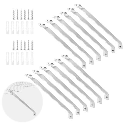 Innconee 12 Pcs Support Brackets for Wire Shelving 12in Wire Shelf Brackets Closet Shelf Brackets with Anchors and Pins for Installation Wire Shelving Support Brackets for Support Closet Wire