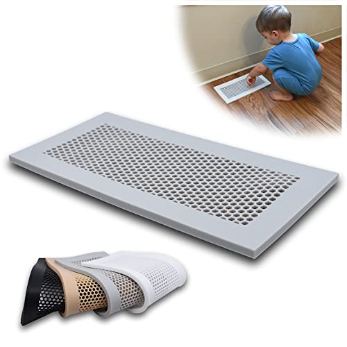 Image of Famba Baby Proofing Vent Cover for Home Floor - Soft Silicone Child Proof Floor Air Vent Cover, Catches Small Items & Prevents Creepy Crawlies, Baby Safety Product, 11.5" x 5.5" (Grey)
