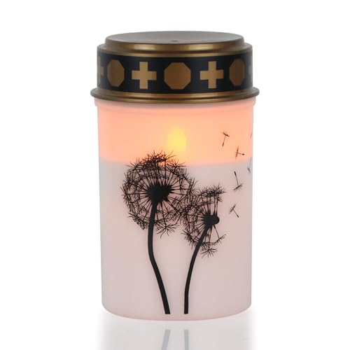 Eldnacele Weiße flackernde LED Grabkerzen mit 6-Stunden-Timer, batteriebetrieben, wasserdichte flammenlose Grabkerzen-Gedenkkerze