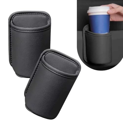 Bawkars 2 PCS Large Car Door Cup Holder, Clip On Backseat Pocket Beverage Holder, Waterproof Scratch-Resistant Car Window Cup Holder, Multifunctional Storage for Water Cup Mobile Phone Change (Black)