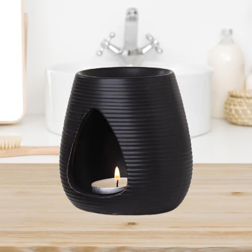 Porte-candélabre diffuseur d'encens ornement en céramique noire géométrique - 5
