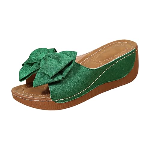 Women's Summer Thick Sole Bow Sandals Fashionable Comfortable Slip Casual Beach Walking Shoes for Vacation4